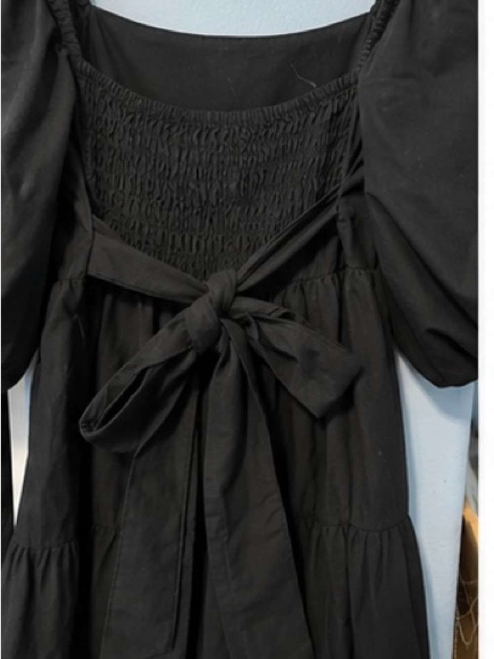 Faithfull the Brand Eryn Black Puff Sleeve Tiered Mini Dress Size S / US 2 - Picture 6 of 10